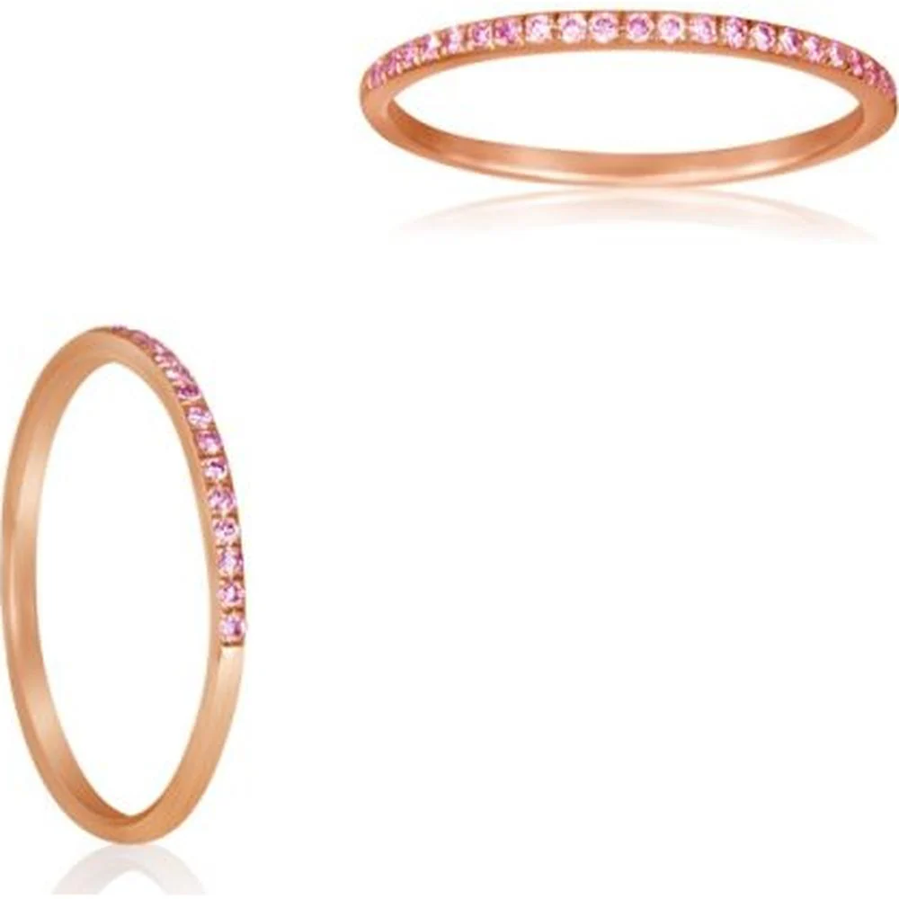 Roman & Jules - 14K Rose Gold Pink Diamond Band Ring - 0.16 Carat Total Diamond Weight