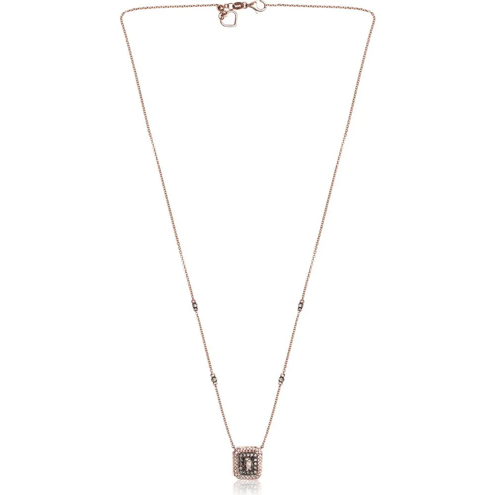 Roman & Jules - 14K Rose Gold Radiant Champagne Diamond Necklace with Round and Fancy Cut Champagne Diamonds - 1.71 Carat Total Diamond Weight