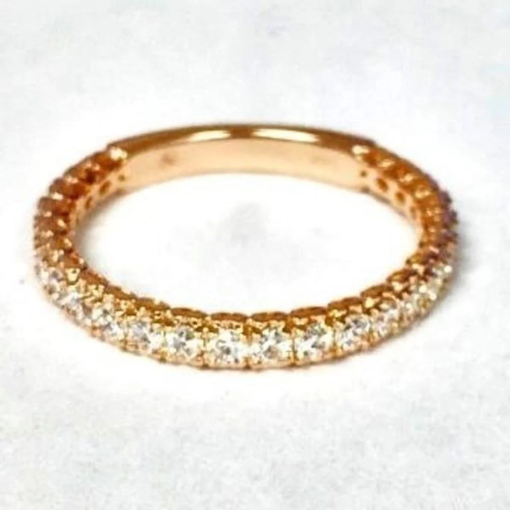 Roman & Jules - 14K Rose Gold Round Diamond Band Ring - 0.60 Carat Total Diamond Weight
