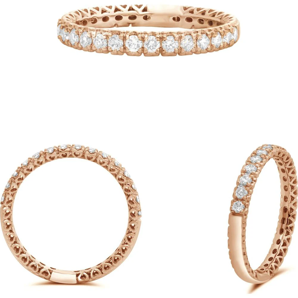 Roman & Jules - 14K Rose Gold Round Diamond Band with Shared Prong Set Round Diamonds - 0.40 Carat Total Diamond Weight