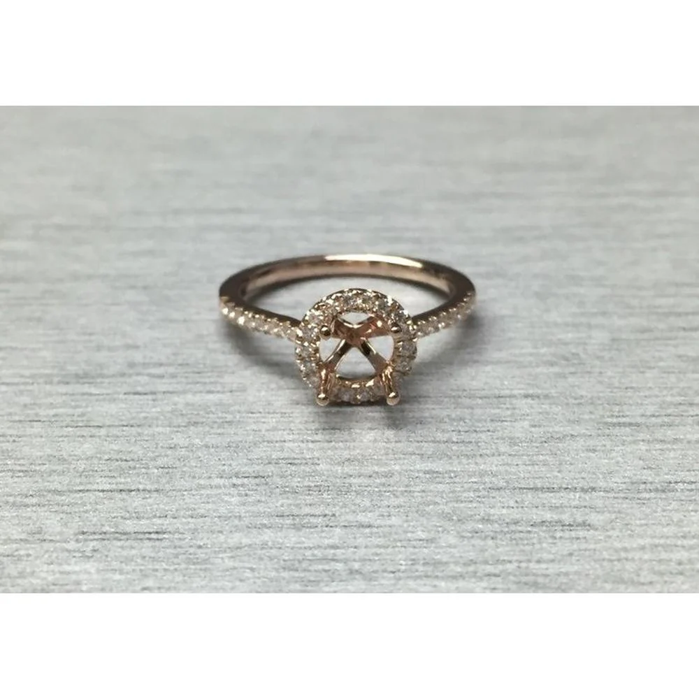 Roman & Jules - 14K Rose Gold Round Diamond Halo Ring - 0.25 Carat Total Diamond Weight
