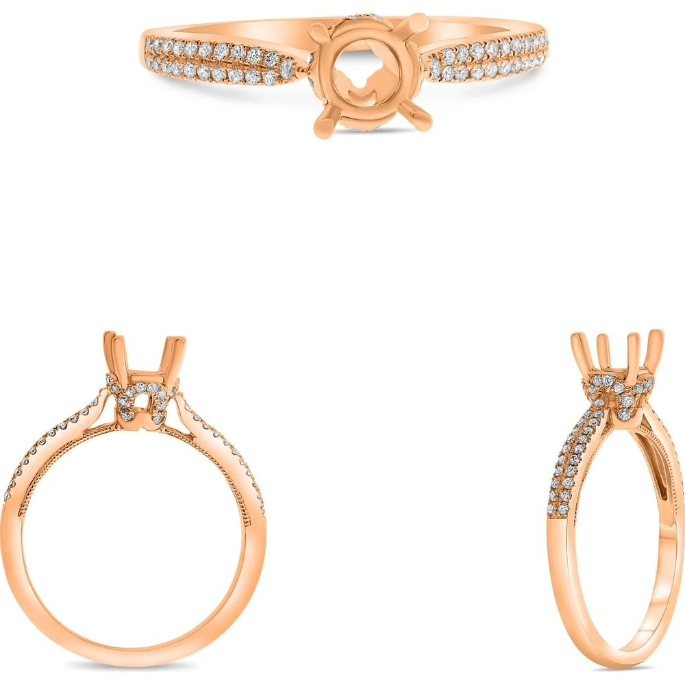 Roman & Jules - 14K Rose Gold Round Diamond Ring - 0.22 Carat Total Diamond Weight