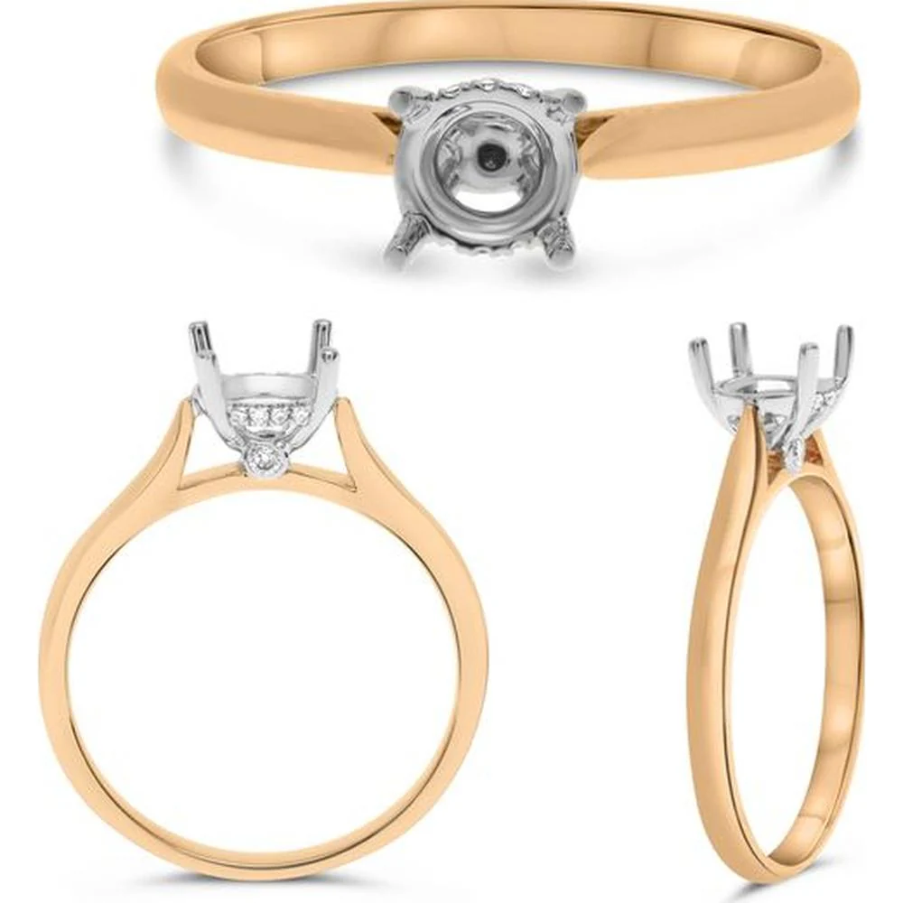 Roman & Jules - 14K Rose Gold Round Diamond Ring with Hidden Half Halo - 0.75 Carat Total Diamond Weight