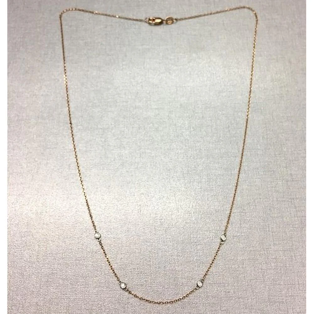 Roman & Jules - 14K Rose Gold Round Diamond Station Necklace with Bezel-Set Diamonds - 0.40 Carat Total Diamond Weight