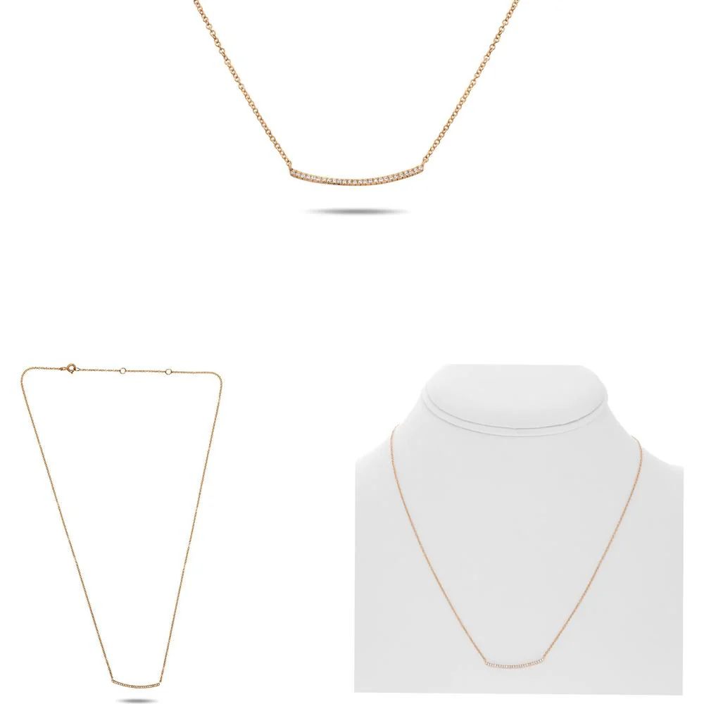 Roman & Jules - 14K Rose Gold "Smile" Diamond Necklace with Micropavé Setting - 0.08 Carat Total Diamond Weight