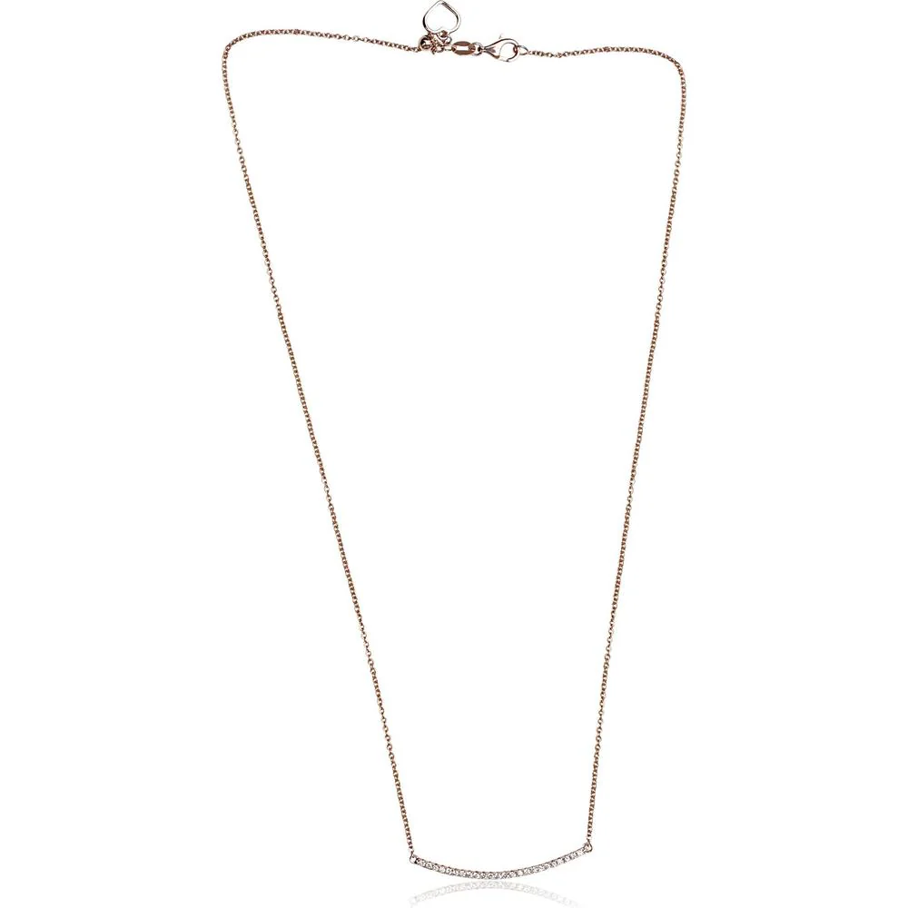 Roman & Jules - 14K Rose Gold Smile Necklace with 0.18 Carat Round Diamonds - Micropavé Setting