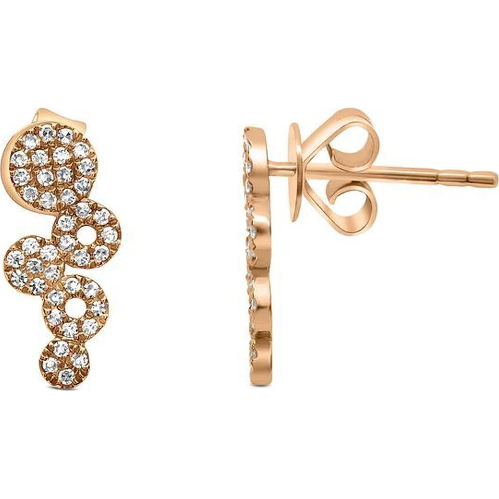 Roman & Jules - 14K Rose Gold Stud Earrings with Round Diamonds - 0.36 Carat Total Diamond Weight