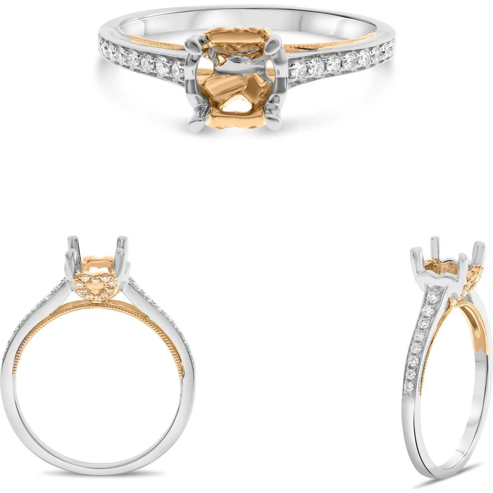 Roman & Jules - 14K White and Rose Gold Round Diamond Band Ring with 0.20 Carat Diamond