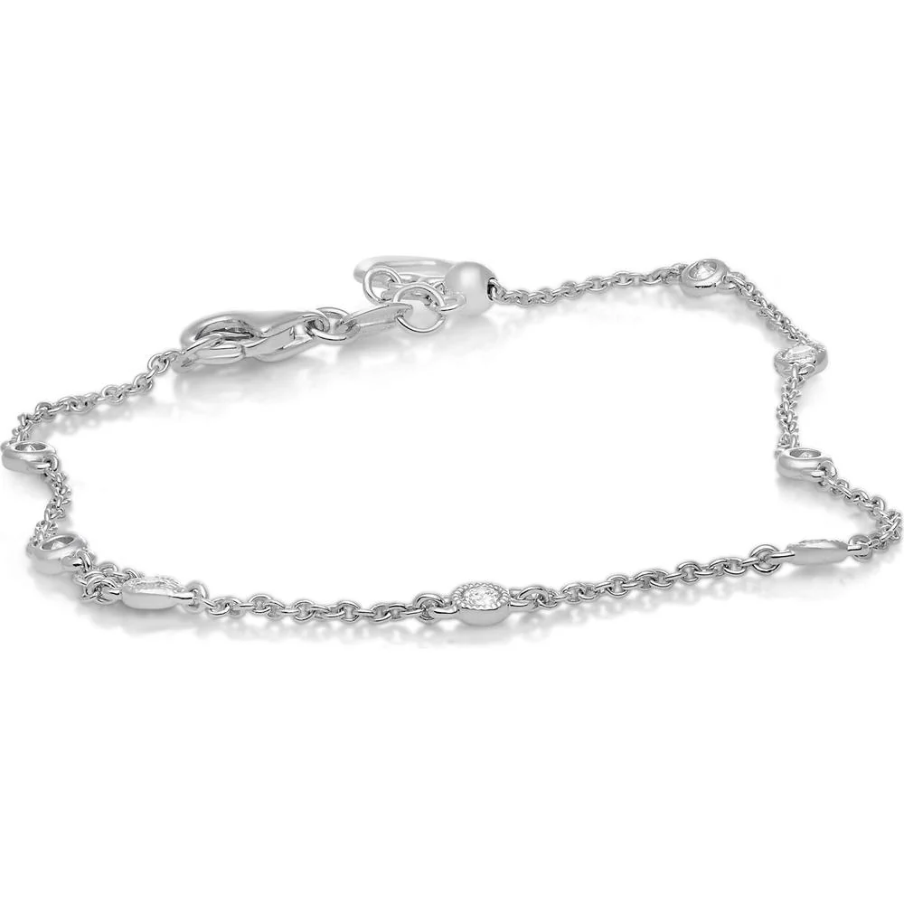 Roman & Jules - 14K White Gold Bracelet with 0.25 Carat Bezel Set Round Diamonds