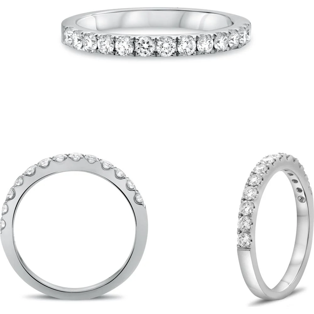 Roman & Jules - 14K White Gold Classic Round Diamond Band with Prong Set Diamonds - 0.46 Carat Total Diamond Weight