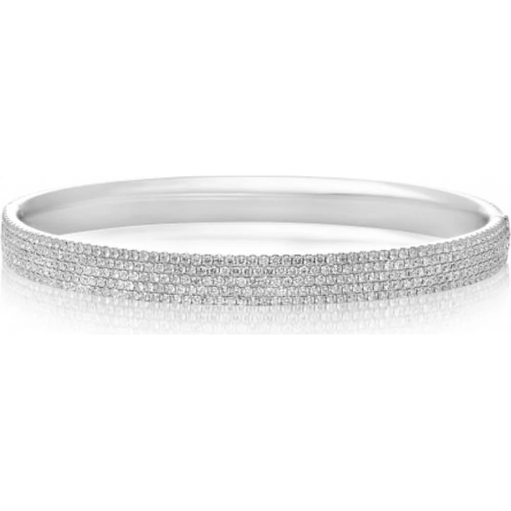 Roman & Jules - 14K White Gold Diamond Bangle with 2.00 Carat Round Diamonds