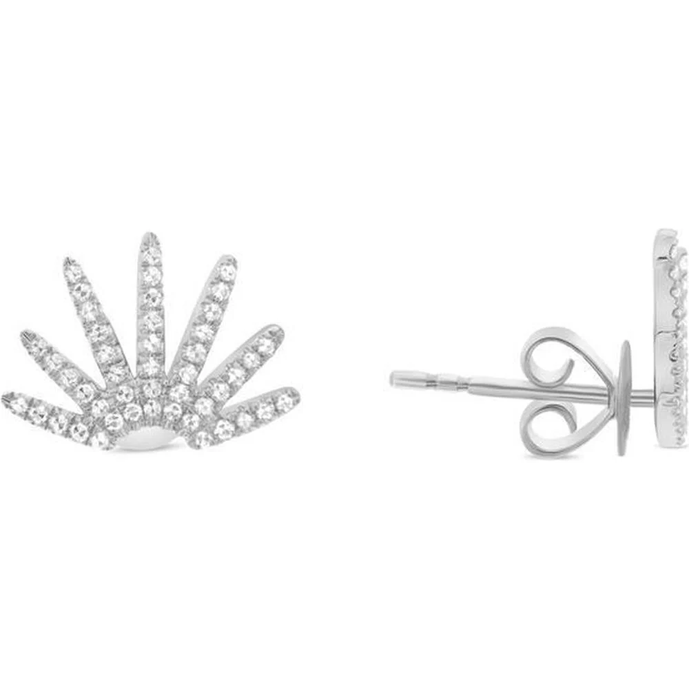 Roman & Jules - 14K White Gold Diamond Burst Pave Stud Earrings - 0.22 Carat Total Diamond Weight