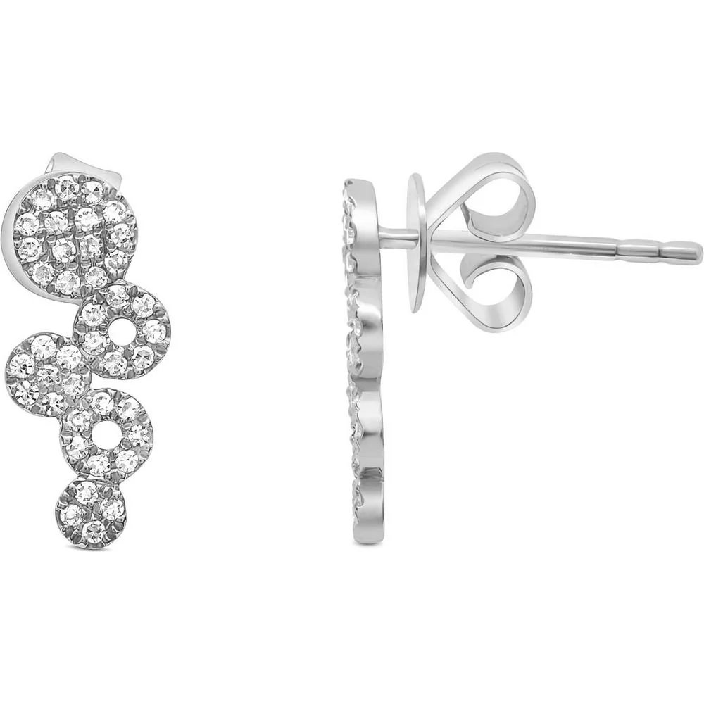Roman & Jules - 14K White Gold Diamond Circle Stud Earrings with Pave Round Diamonds - 0.36 Carat Total Diamond Weight