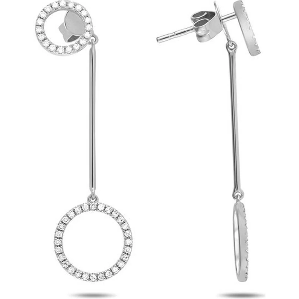 Roman & Jules - 14K White Gold Diamond Double Circle Earrings - 0.28 Carat Total Diamond Weight