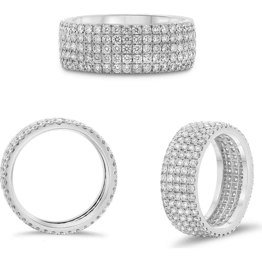 Roman & Jules - 14K White Gold Diamond Eternity Band with Micropavé Set Round Brilliant Diamonds - 2.20 Carat Total Diamond Weight