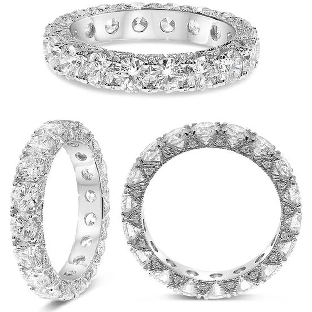 Roman & Jules - 14K White Gold Diamond Eternity Band with Round Brilliant Cut Diamonds - 3.35 Carat Total Diamond Weight