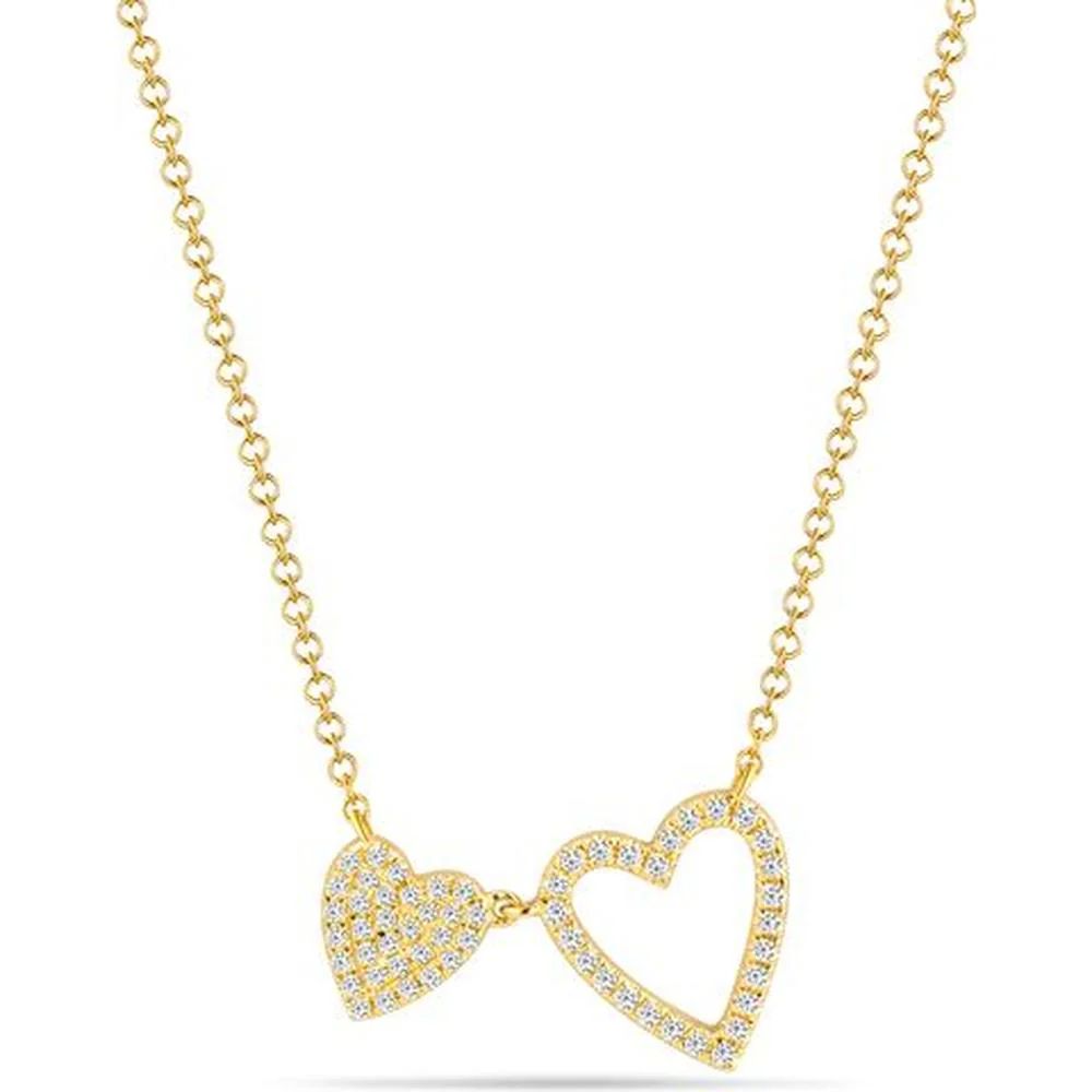Roman & Jules - 14K White Gold Diamond Heart Necklace with 0.15 Carat Round Diamonds