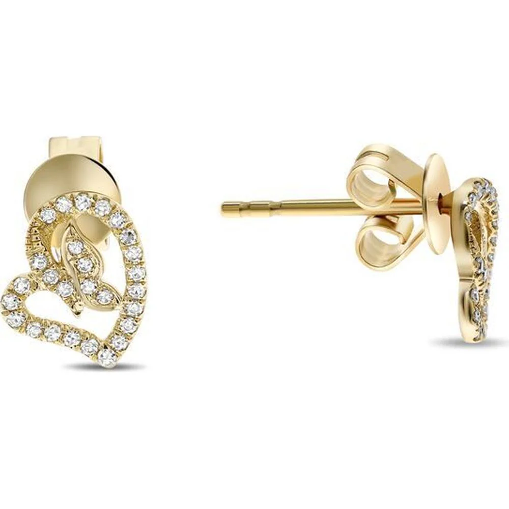 Roman & Jules - 14K White Gold Diamond Open Heart Stud Earrings - 0.13 Carat Total Diamond Weight