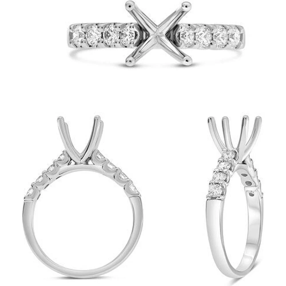 Roman & Jules - 14K White Gold Diamond Ring with Shared U-Prong Set Round Diamonds - 0.45 Carat Total Diamond Weight