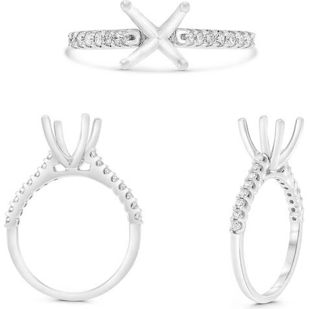 Roman & Jules - 14K White Gold Diamond Ring with Shared U-Prong Setting - 0.25 Carat Total Diamond Weight