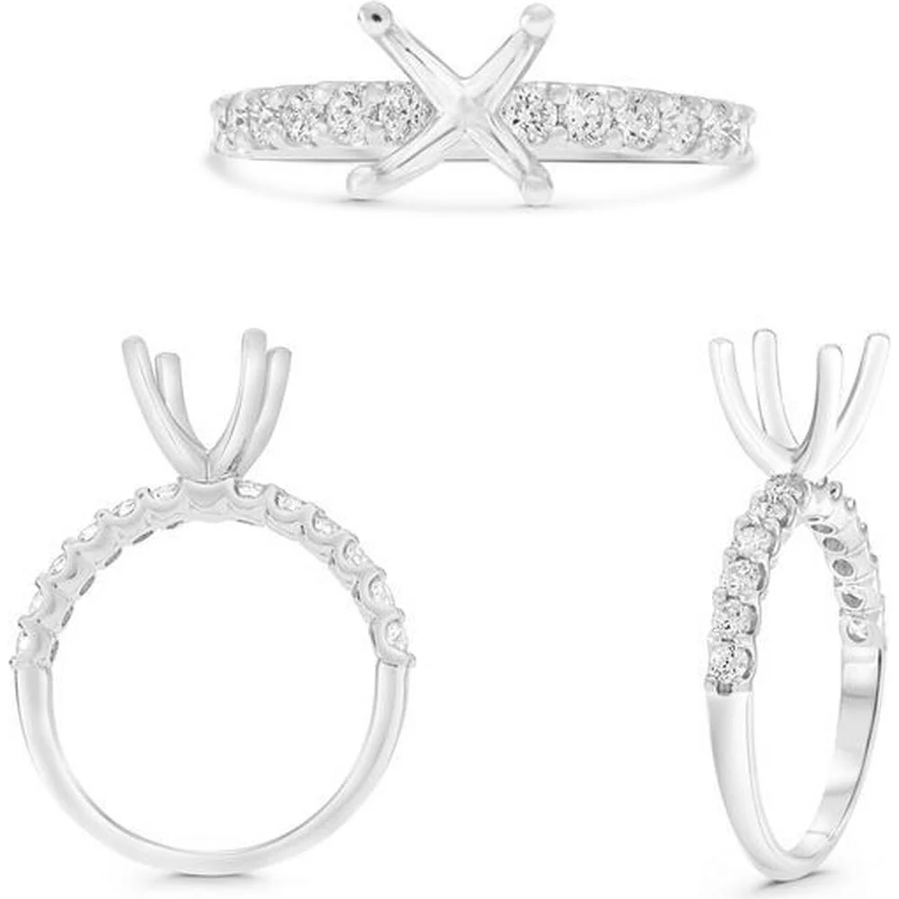 Roman & Jules - 14K White Gold Diamond Ring with Shared U-Prong Setting - 0.46 Carat Total Diamond Weight