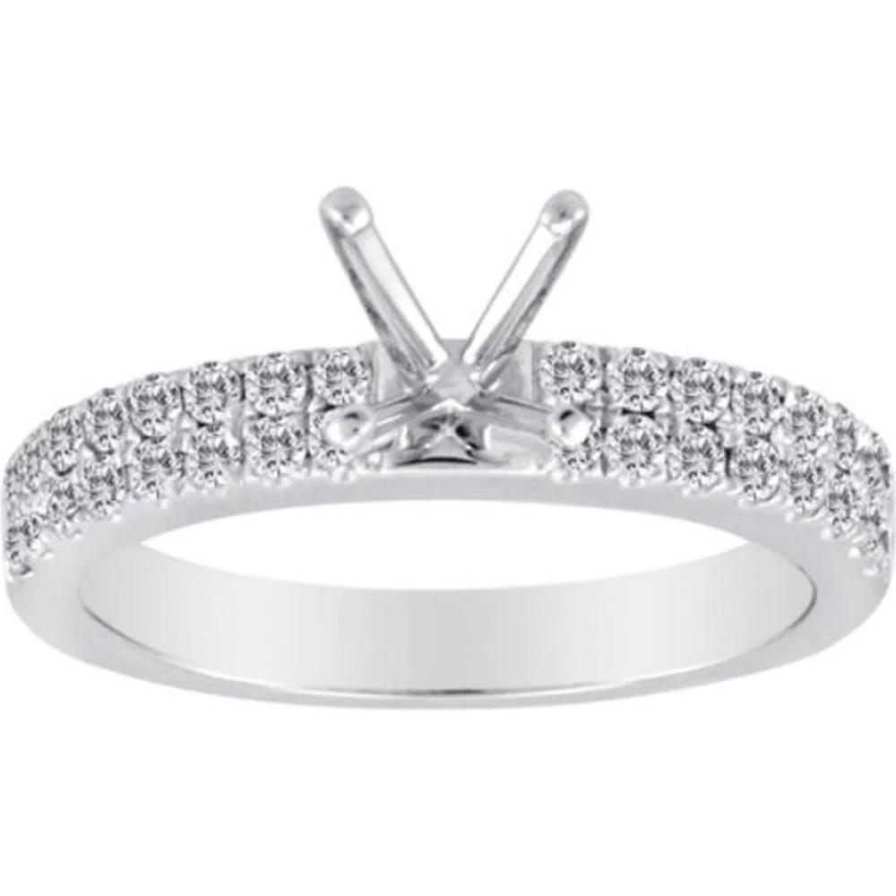 Roman & Jules - 14K White Gold Double-Row Round Diamond Ring - 0.47 Carat Total Diamond Weight