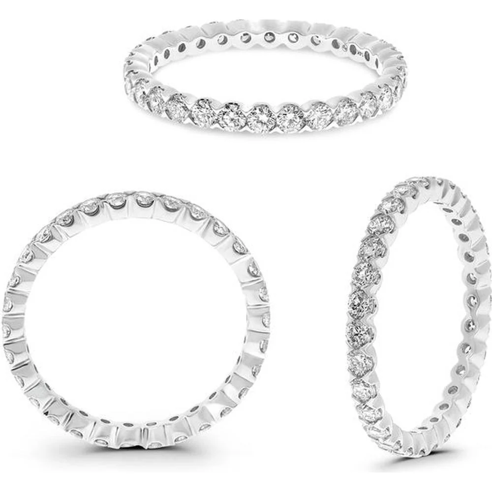 Roman & Jules - 14K White Gold Eternity Ring with Round Diamonds - 1.00 Carat Total Diamond Weight