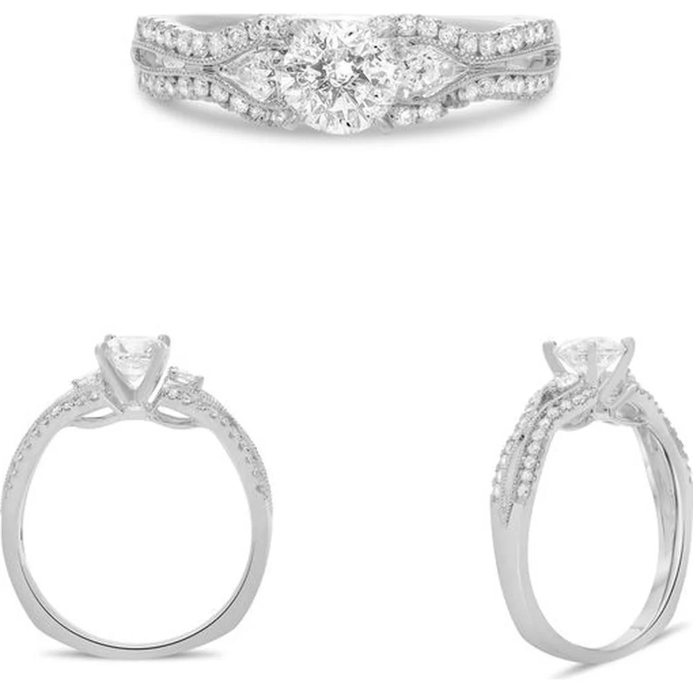 Roman & Jules - 14K White Gold Euro Shank Engagement Ring with 0.35 Carat Round Diamond