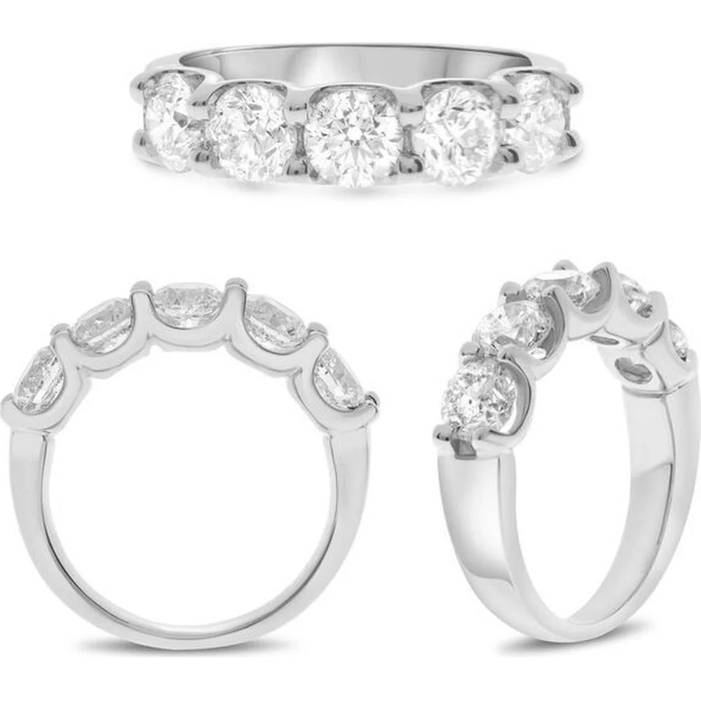 Roman & Jules - 14K White Gold Five-Stone Diamond Wedding Band - 2.50 Carat Total Diamond Weight