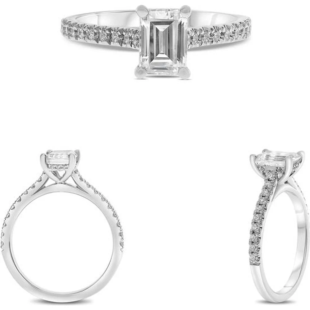Roman & Jules - 14K White Gold Four Prong Engagement Ring with 0.28 Carat Round Diamond
