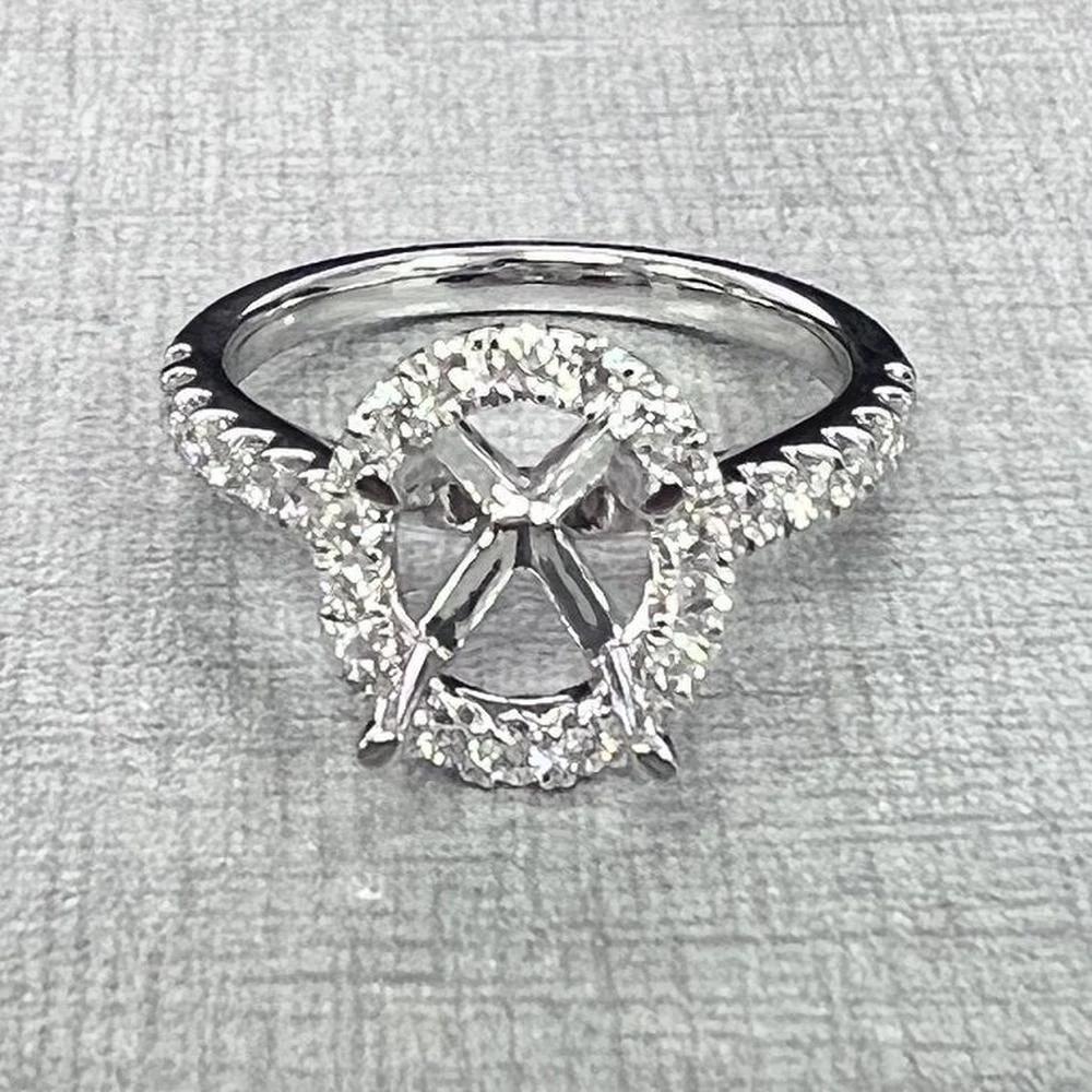 Roman & Jules - 14K White Gold Four Prong Halo Engagement Ring with 0.51 Carat Round Diamond - 2.50 Carat Total Diamond Weight