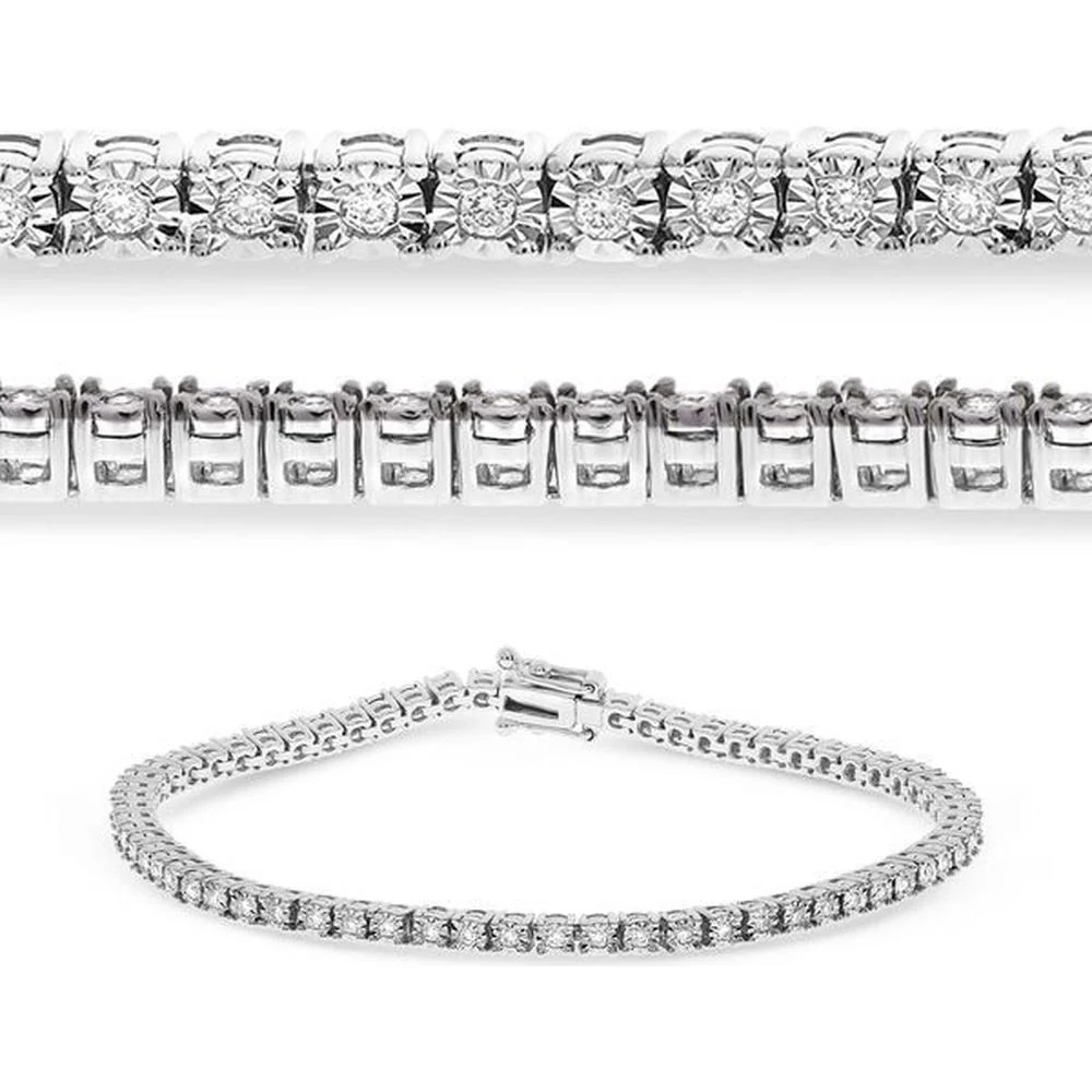 Roman & Jules - 14K White Gold Half-Carat Miracle Tennis Bracelet with Round Diamonds - 0.50 Carat Total Diamond Weight