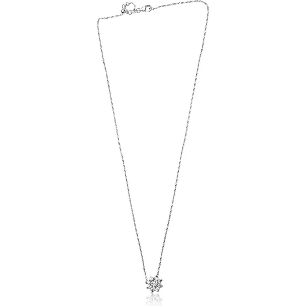 Roman & Jules - 14K White Gold Halo Pendant Necklace with Round Diamonds - 0.70 Carat Total Diamond Weight