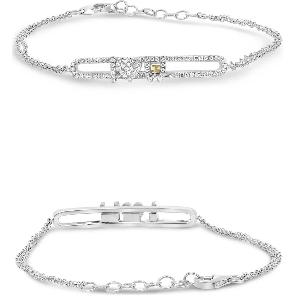 Roman & Jules - 14K White Gold I Love You Bracelet with 0.29 Carat Moving Round Diamonds