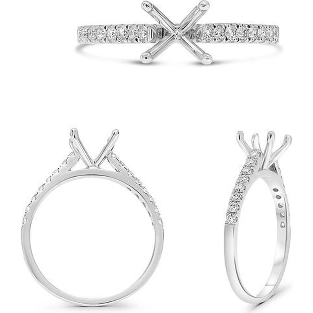 Roman & Jules - 14K White Gold Micropavé Diamond Ring with 0.25 Carat Total Diamond Weight