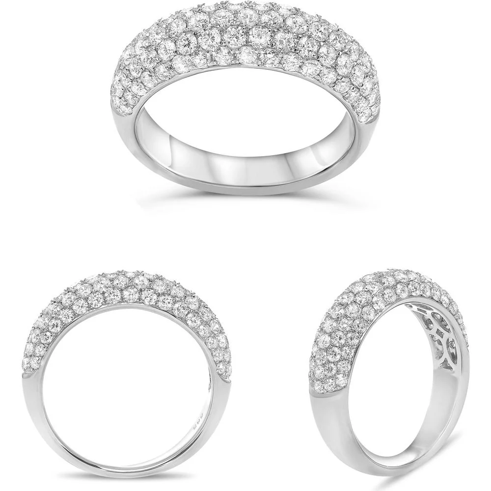 Roman & Jules - 14K White Gold Micropavé Diamond Ring with Round Diamonds - 1.38 Carat Total Diamond Weight