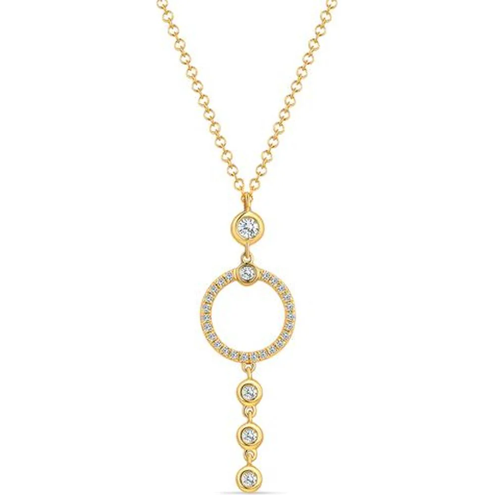 Roman & Jules - 14K White Gold Necklace with 0.17 Carat Round Diamond Circle Pendant