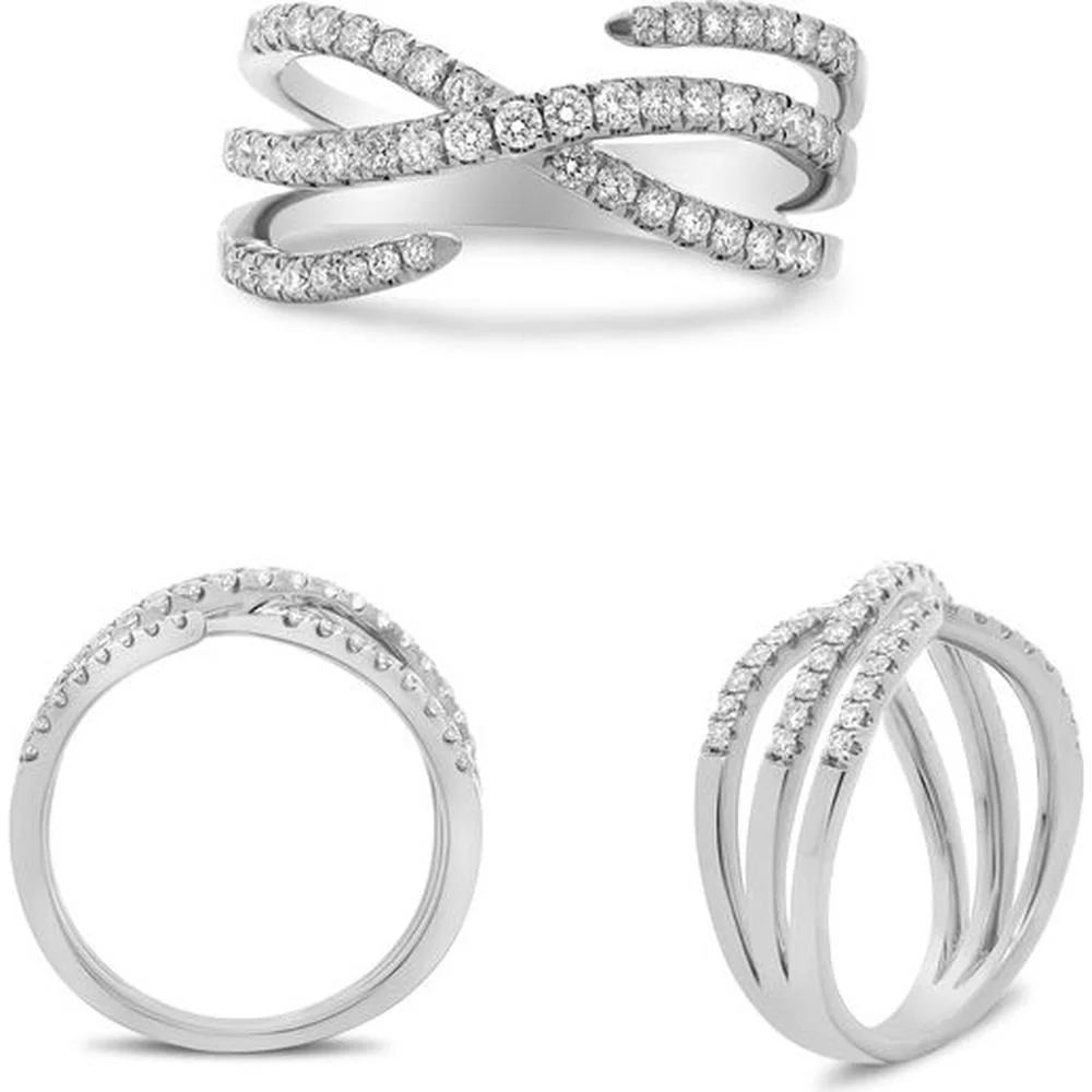Roman & Jules - 14K White Gold Overlapping Pave Diamond Band - 0.48 Carat Total Diamond Weight