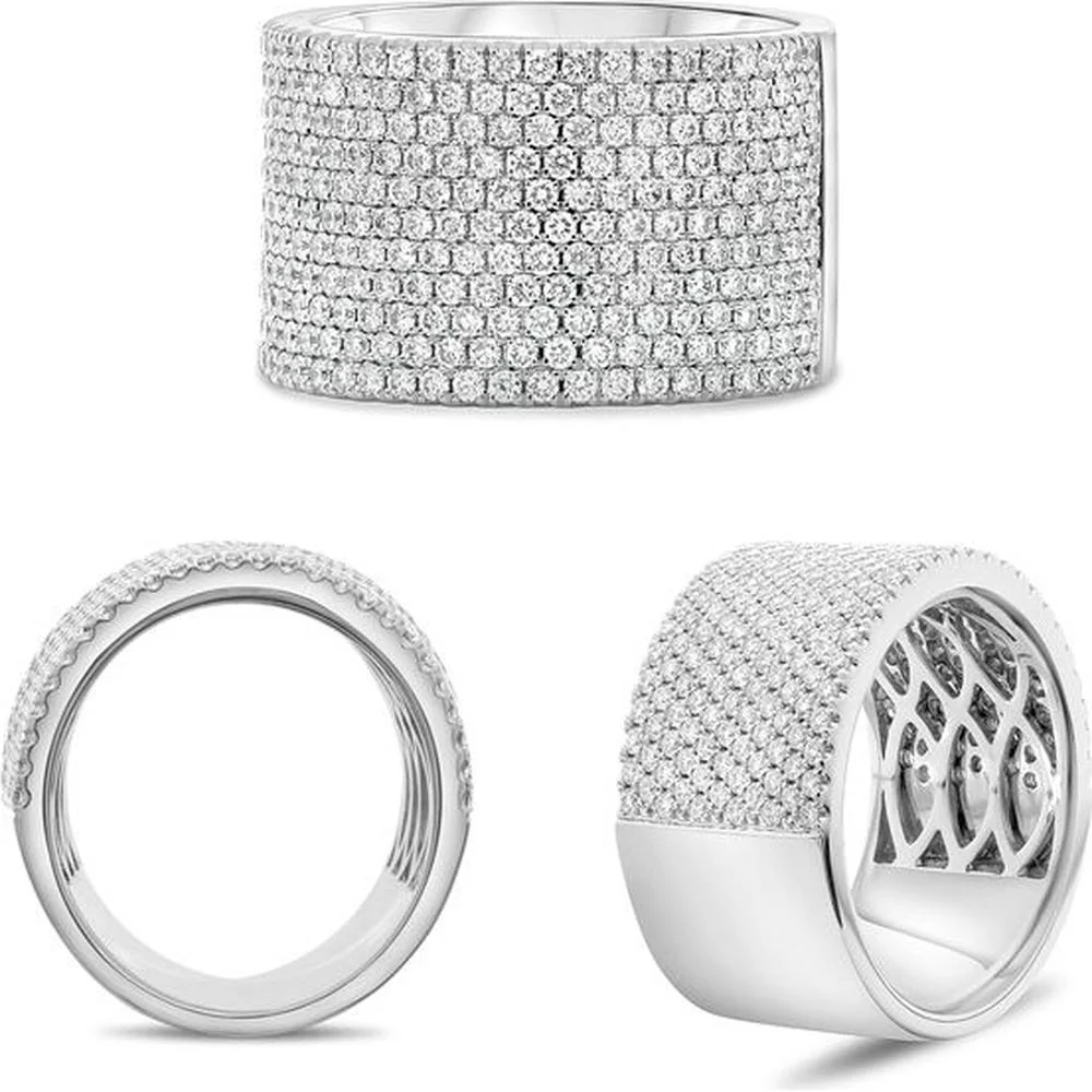 Roman & Jules - 14K White Gold Pave Band with Round Brilliant Diamonds - 1.67 Carat Total Diamond Weight