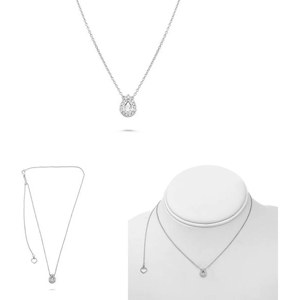 Roman & Jules - 14K White Gold Pave Diamond Halo Semi Mount Necklace - 0.11 Carat Total Diamond Weight