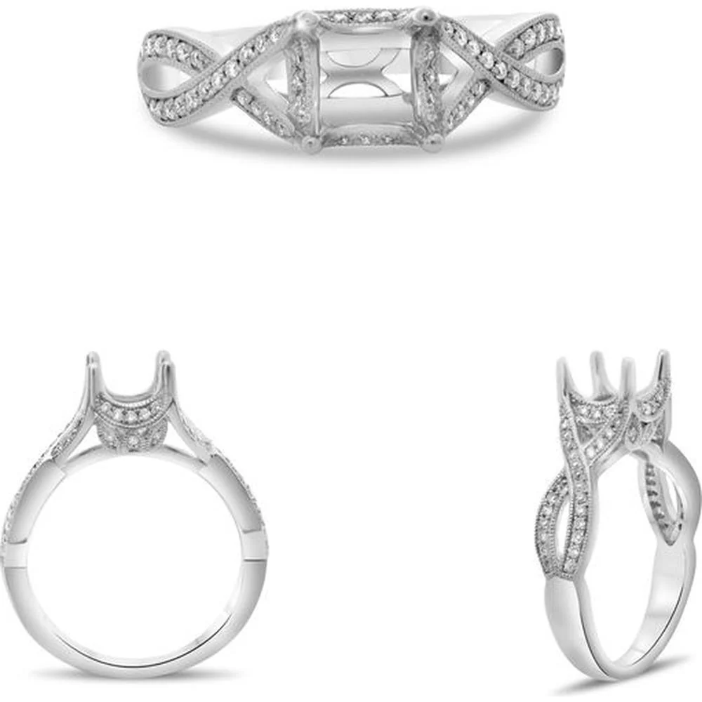 Roman & Jules - 14K White Gold Radiant Twist Diamond Ring - 0.28 Carat Total Diamond Weight