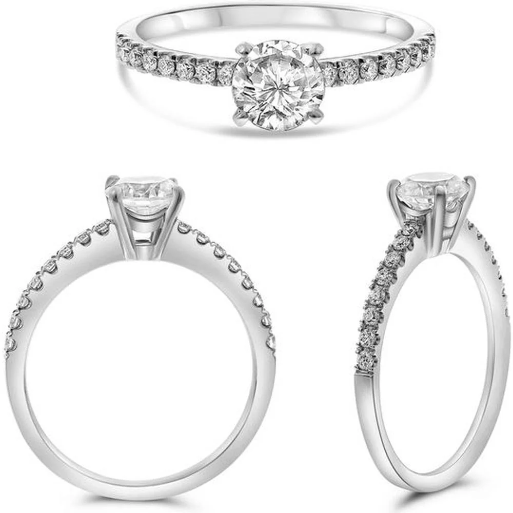 Roman & Jules - 14K White Gold Ring with 0.23 Carat Round Diamond