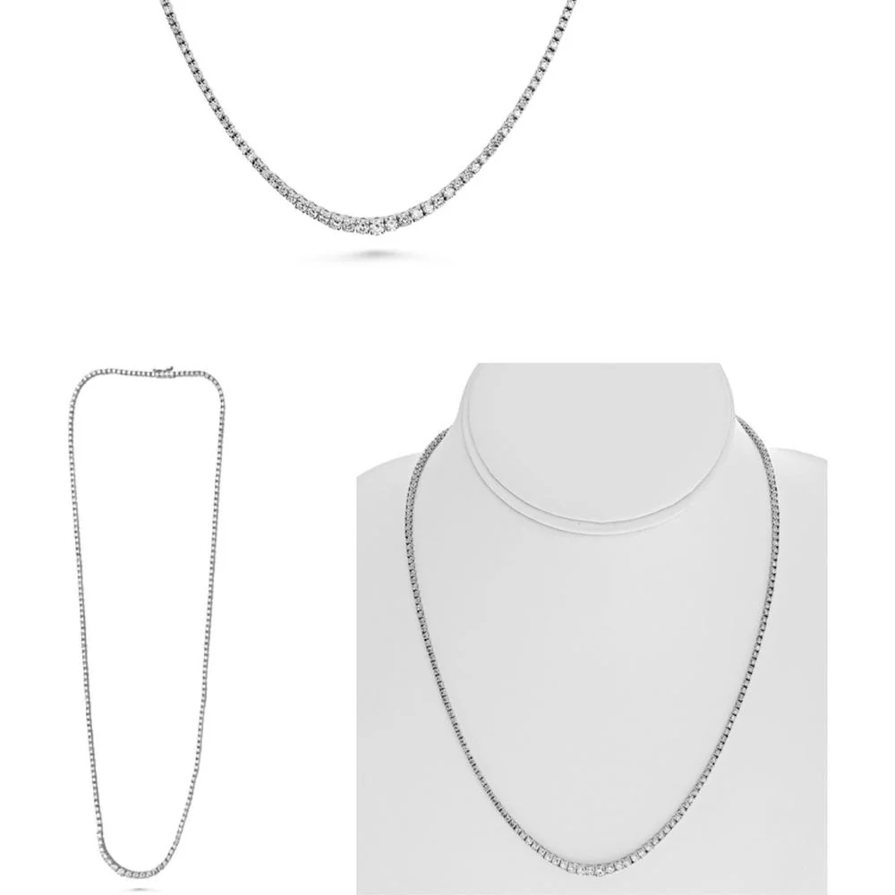 Roman & Jules - 14K White Gold Riviera Necklace with 4.00 Carat Round Diamonds - Prong Set