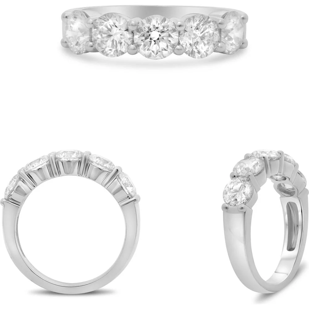 Roman & Jules - 14K White Gold Round Diamond Band with Shared Prong Setting - 2.02 Carat Total Diamond Weight