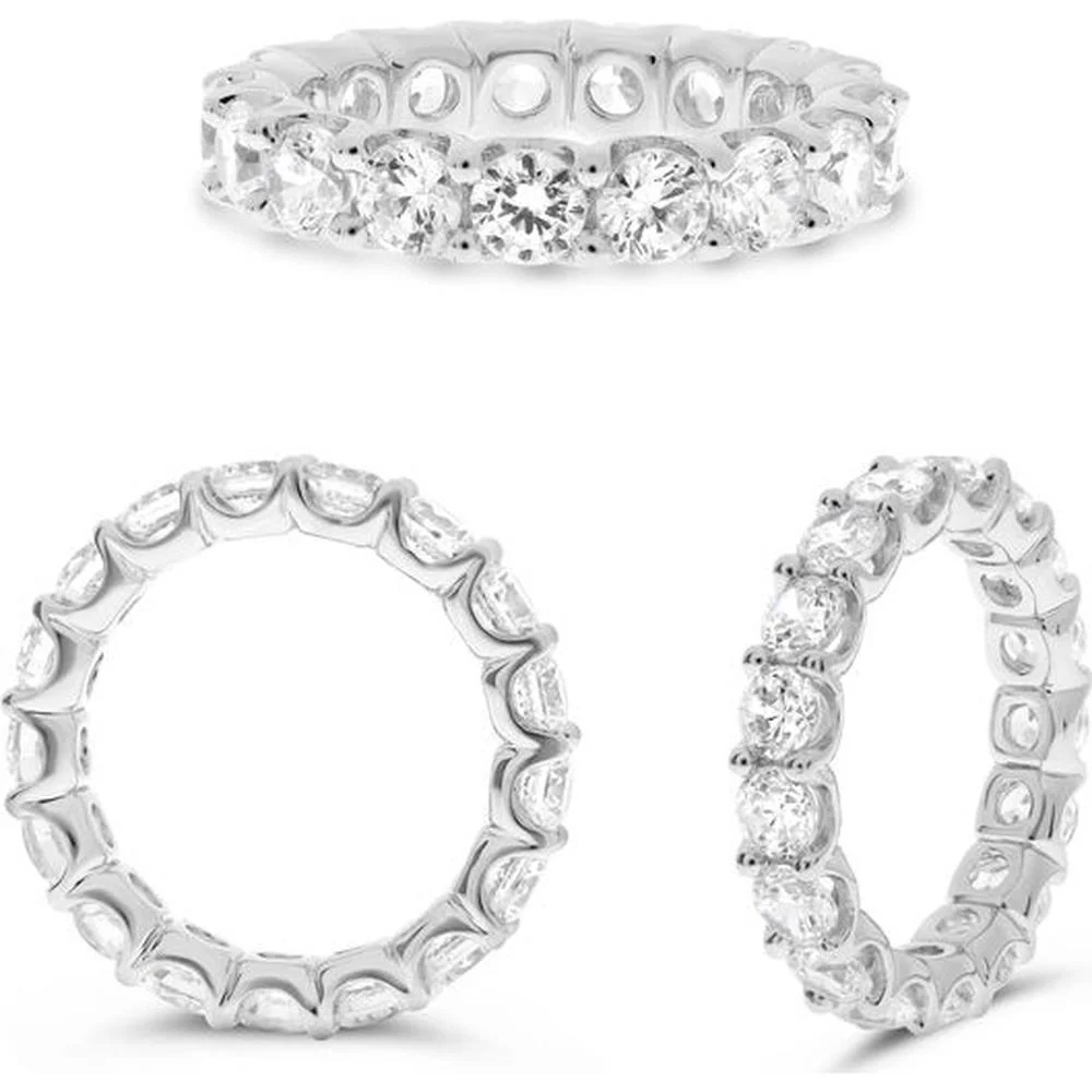 Roman & Jules - 14K White Gold Round Diamond Eternity Ring with Shared U-Shape Setting - 3.40 Carat Total Diamond Weight