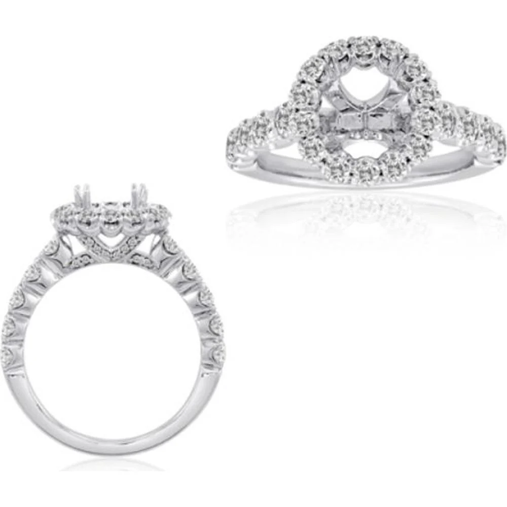 Roman & Jules - 14K White Gold Round Diamond Halo Engagement Ring - 1.25 Carat Total Diamond Weight