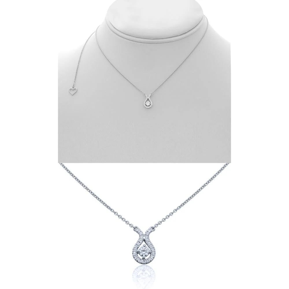 Roman & Jules - 14K White Gold Round Diamond Halo Necklace - 0.17 Carat Total Diamond Weight