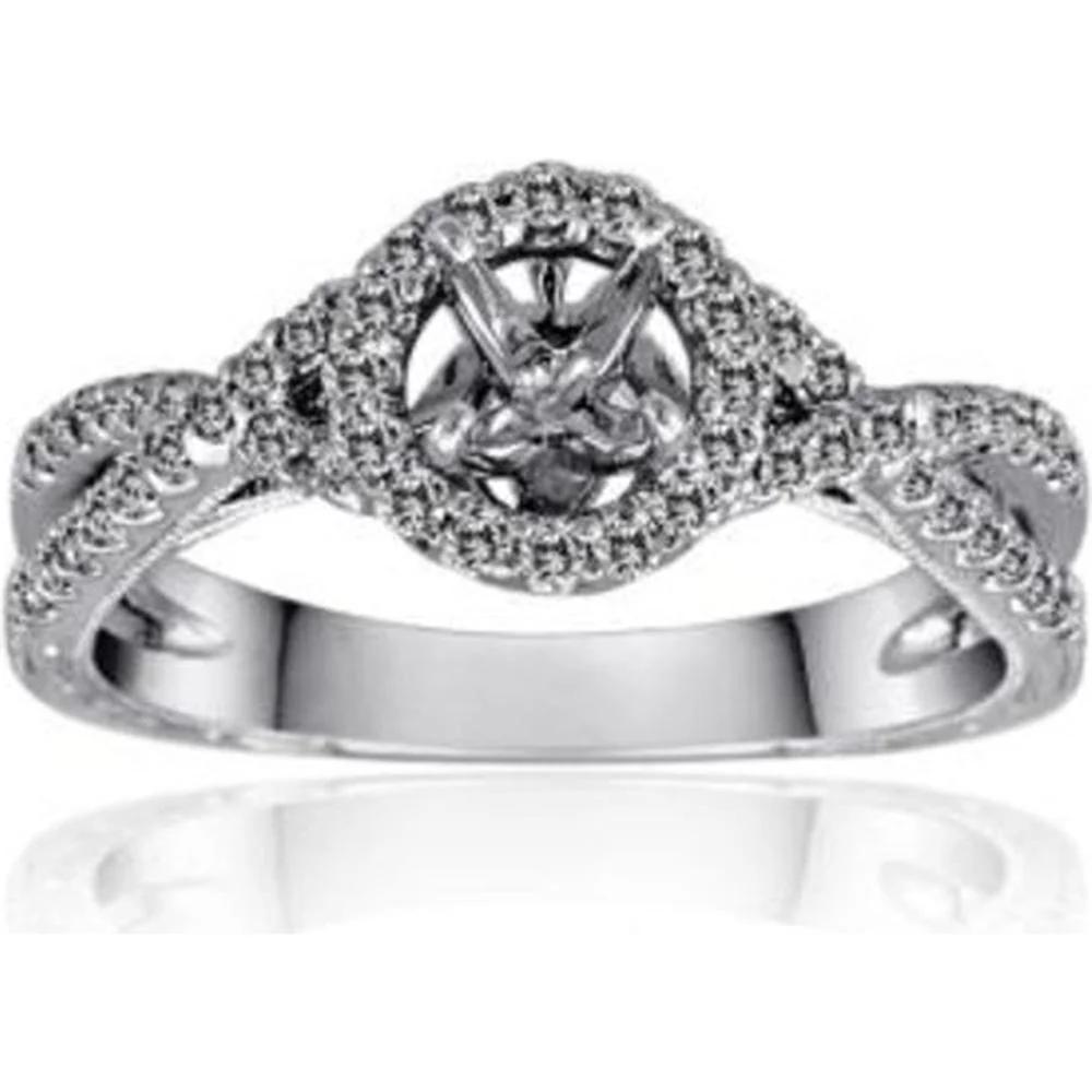 Roman & Jules - 14K White Gold Round Diamond Halo Ring - 0.36 Carat Total Diamond Weight