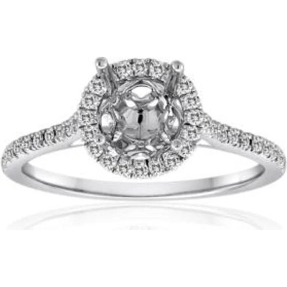 Roman & Jules - 14K White Gold Round Diamond Halo Ring with 0.28 Carat Total Diamond Weight