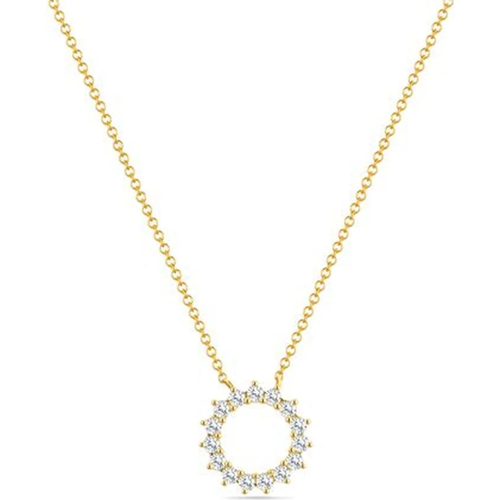 Roman & Jules - 14K White Gold Round Diamond Necklace with Shared Setting - 0.39 Carat Total Diamond Weight